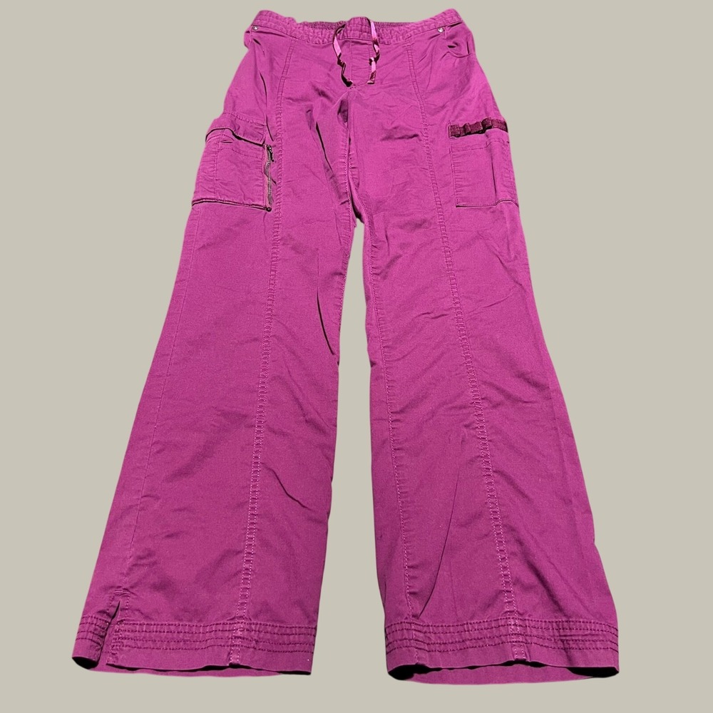 Beyond Scrubs Womens TS Plum Purple Cargo Drawstring Stretch Medical Scrub Pants